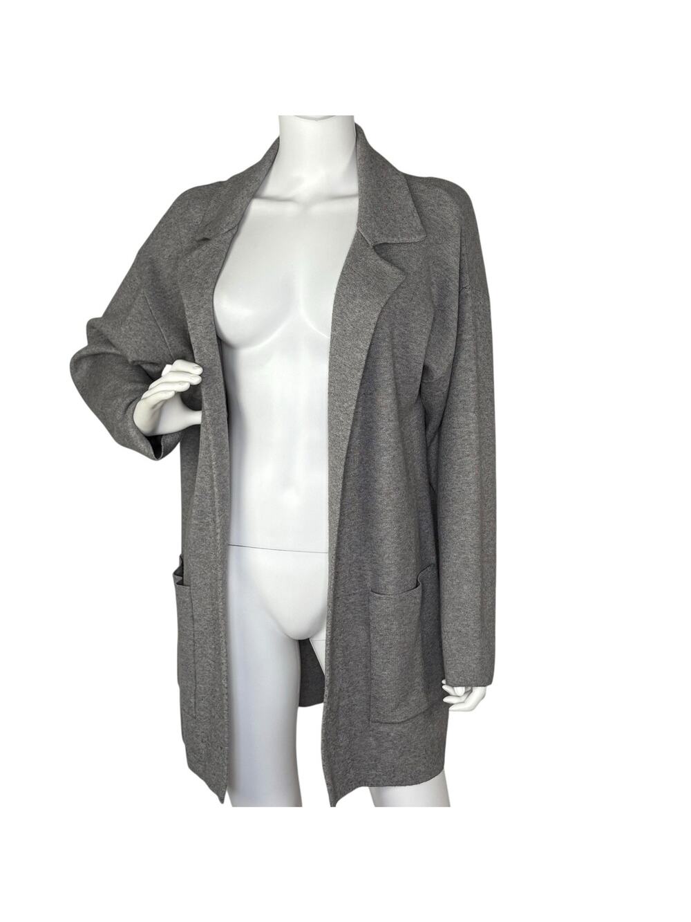 Women’s Cardigan Blazer Open Front Longline Pockets Super Soft Gray Size 2X
